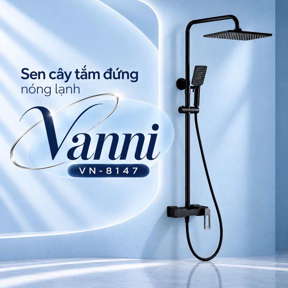 Sen cây tắm đứng nóng lạnh Vanni VN-8147 Đồng thau sơn tĩnh điện 3 chế độ
