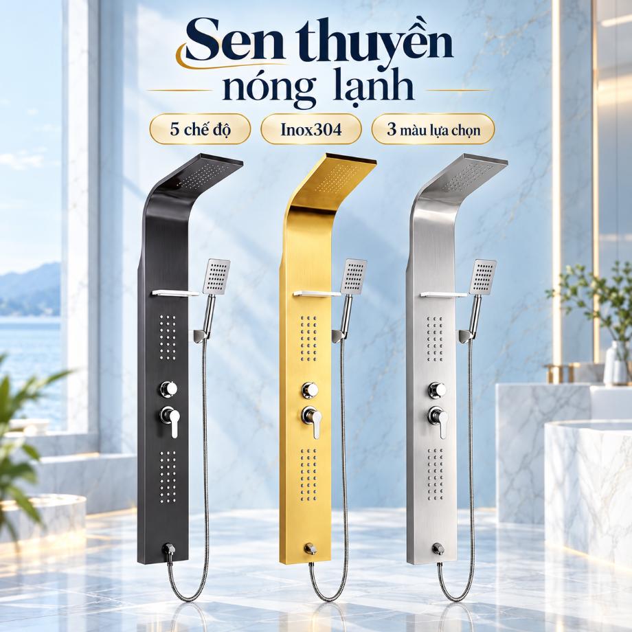 Sen thuyền nóng lạnh Vanni ST-01 / ST-02 / ST-03 Inox 304 5 chế độ