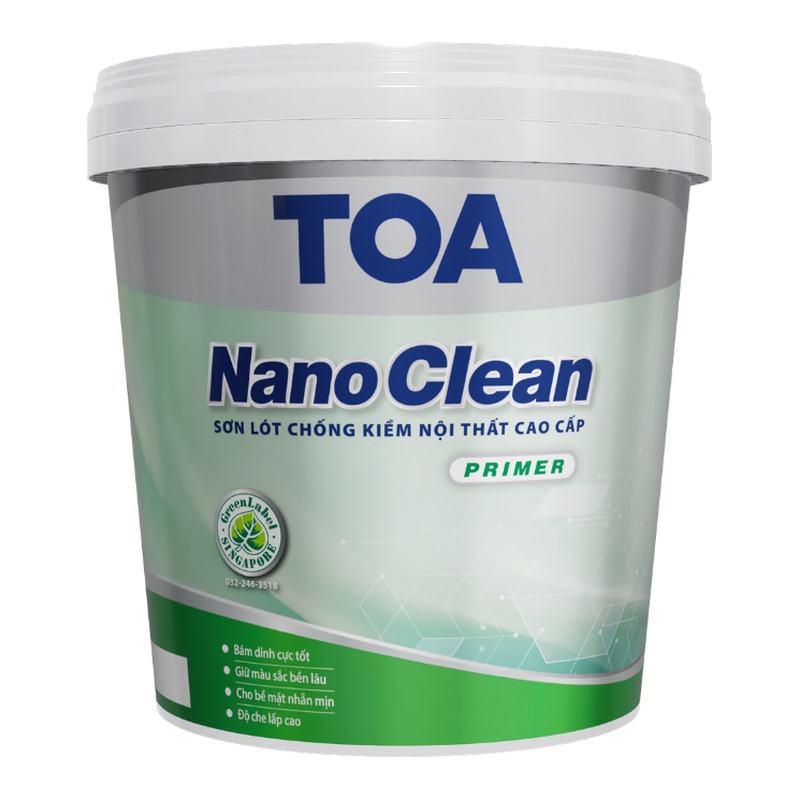 Sơn lót kháng kiềm nội thất TOA NanoClean Primer bám dính tuyệt vời láng mịn