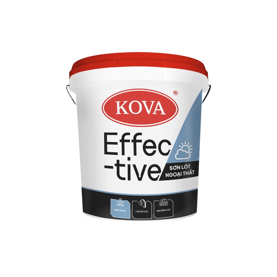 Sơn lót ngoại thất kháng kiềm KOVA Effective chịu tia UV, che lấp cao và bám dính tốt
