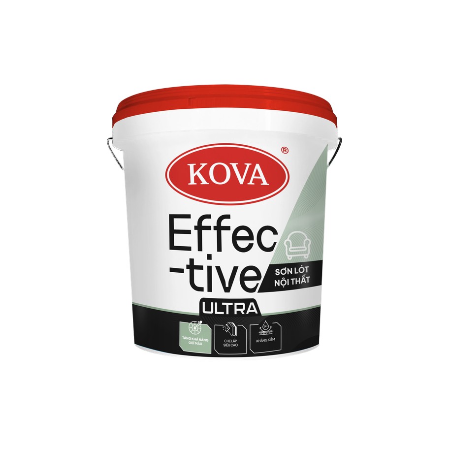 Sơn lót nội thất kháng kiềm KOVA Effective Ultra che lấp siêu cao, tăng khả năng giữ màu