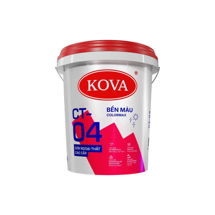 Sơn ngoại thất cao cấp KOVA CT-04 Bền Màu Mới bóng, công nghệ UV ProtectX