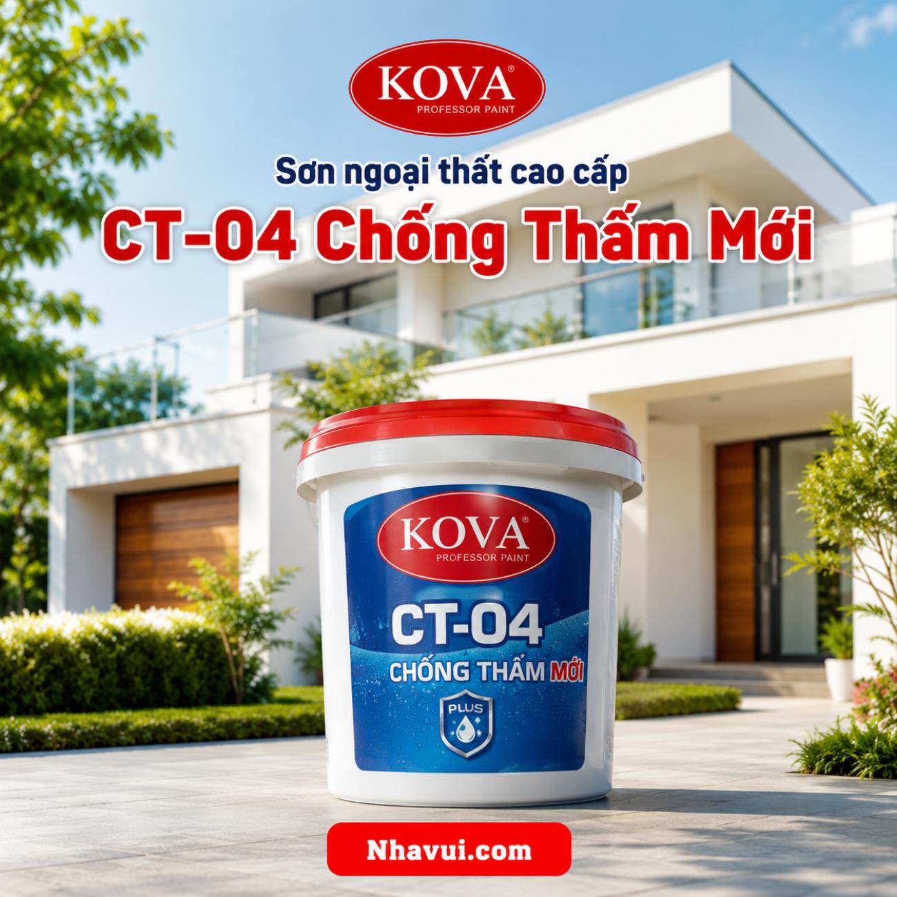 Sơn ngoại thất cao cấp KOVA CT-04 Chống Thấm Mới