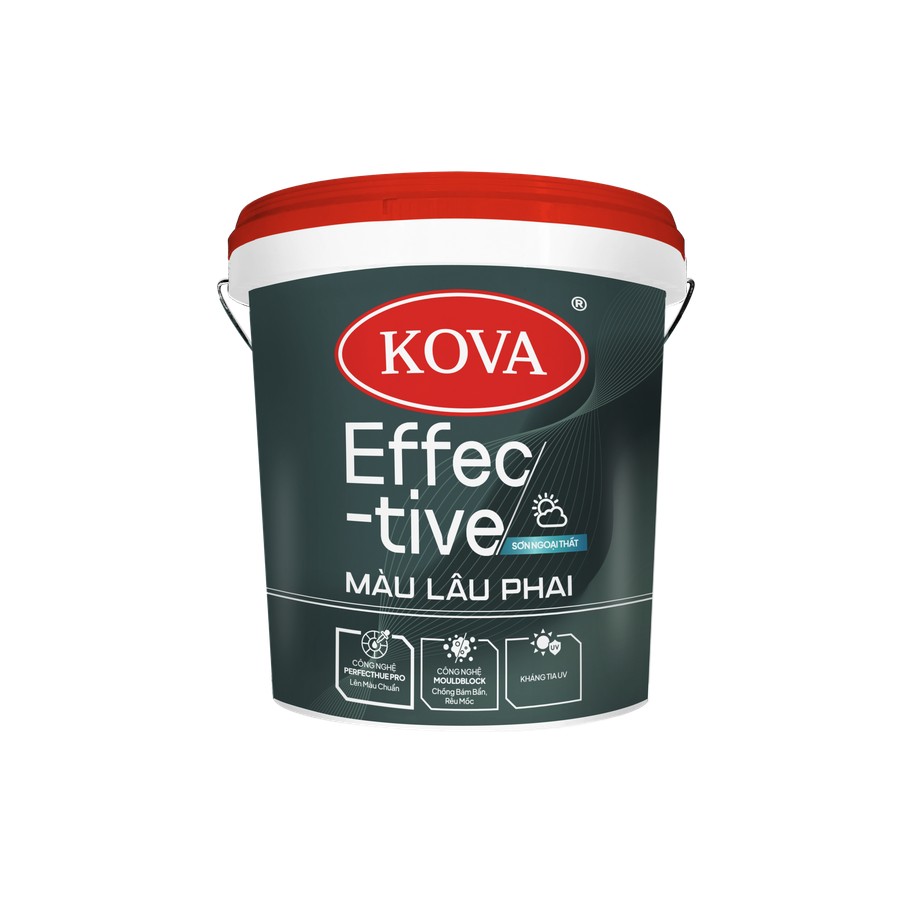 Sơn ngoại thất KOVA Effective Màu Lâu Phai mờ nền S, T, bền màu và chống rêu mốc
