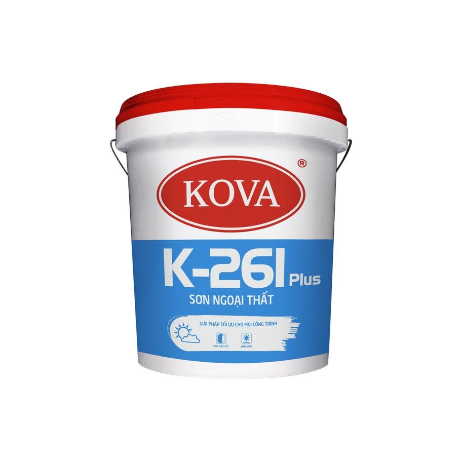Sơn ngoại thất KOVA K-261 Plus mờ, độ che lấp cao và chống rêu mốc bong tróc