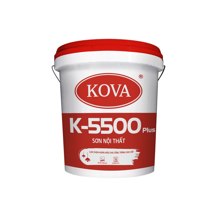 Sơn nội thất cao cấp KOVA K-5500 Plus mờ bóng, chống bám bẩn và nấm mốc