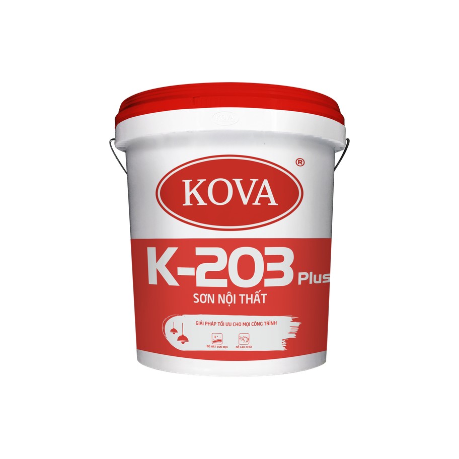 Sơn nội thất KOVA K-203 Plus mờ nền S, độ che lấp cao và chống bong tróc