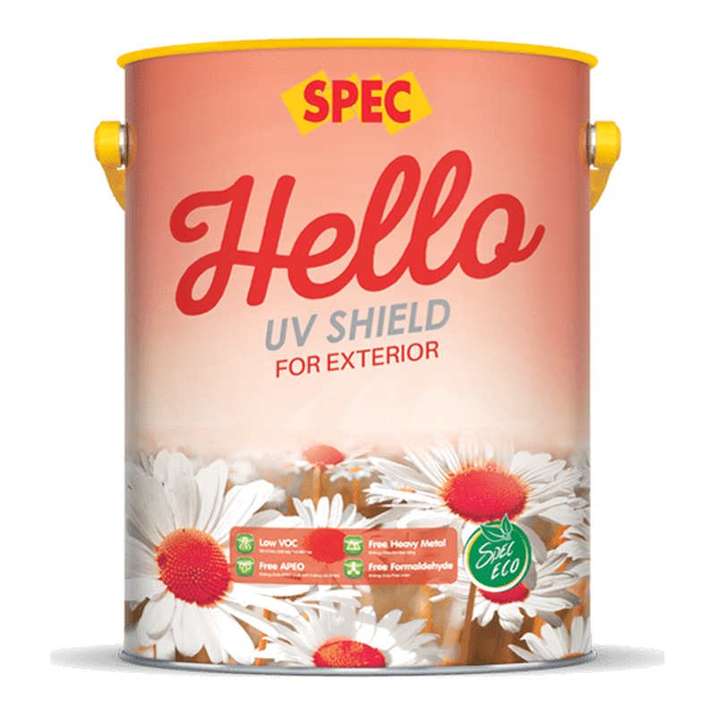 Sơn phủ ngoại thất SPEC Hello UV Shield for Ext bóng cao chống tia UV giảm nhiệt chống rêu mốc