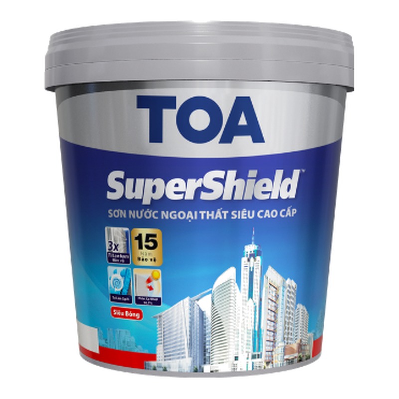 Sơn phủ ngoại thất TOA SuperShield siêu bóng tự làm sạch phản xạ nhiệt bảo vệ 15 năm
