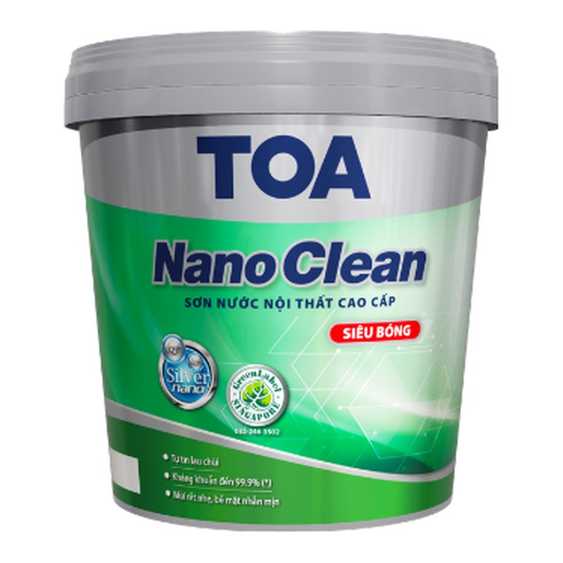 Sơn phủ nội thất TOA NanoClean siêu bóng kháng khuẩn Nano Bạc mùi nhẹ dễ dặm vá