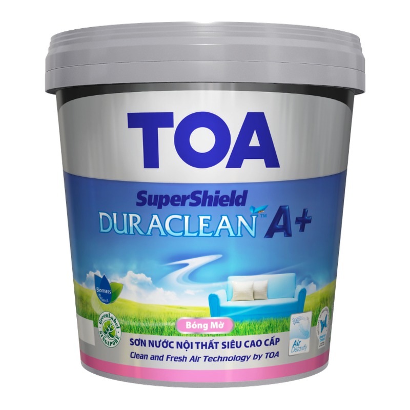 Sơn phủ nội thất TOA SuperShield DuraClean A+ bóng mờ khử độc không khí kháng khuẩn
