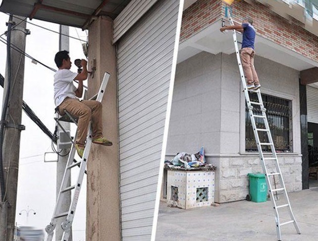 Thang nhôm khóa sập tự động Nikita Nika-30 chữ A 3 m, duỗi thẳng 6 m
