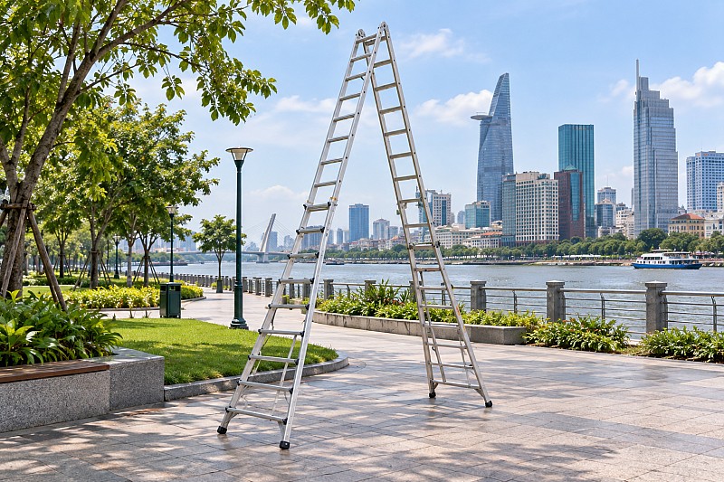Thang nhôm rút chữ A Poongsan PS-50 cao 5,5 m