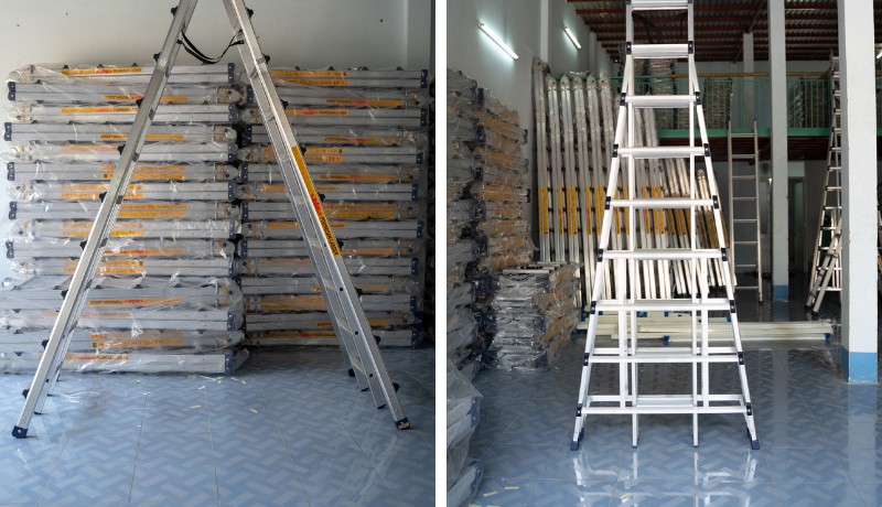 Thang nhôm rút chữ A Poongsan PS-50 cao 5,5 m