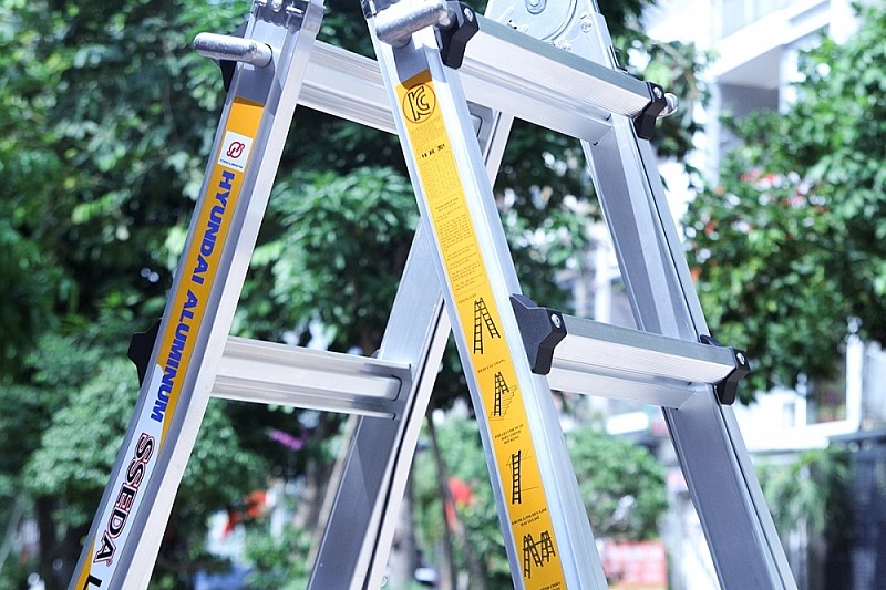 Thang nhôm rút đa năng Hyundai LS-46 – chữ A 1,85–3,2 m, chữ I 3,8–6,8 m