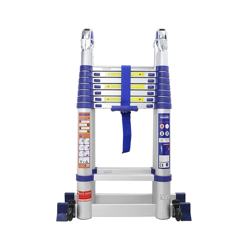 Thang nhôm rút đôi Nikawa NK-50AI-PRI – chữ A 2,5 m, chữ I 5 m, tải 150 kg