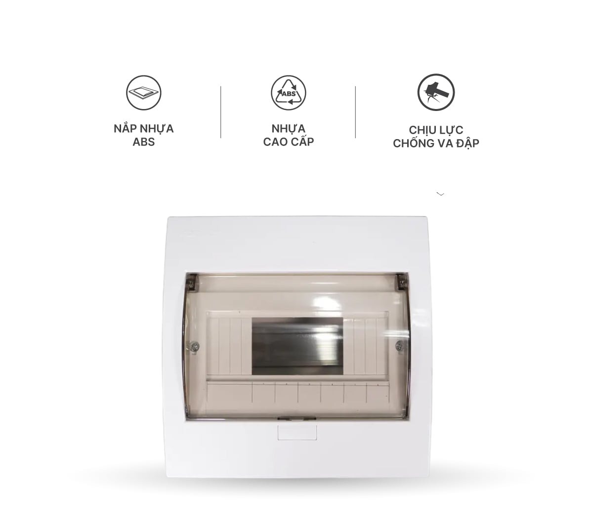 Tủ điện âm tường Nanoco NDP104P-1 / NDP108P-1 mặt nhựa