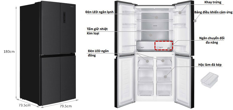 Tủ lạnh Hitachi Inverter 466 lít HR4N7522DSDXVN 4 cánh