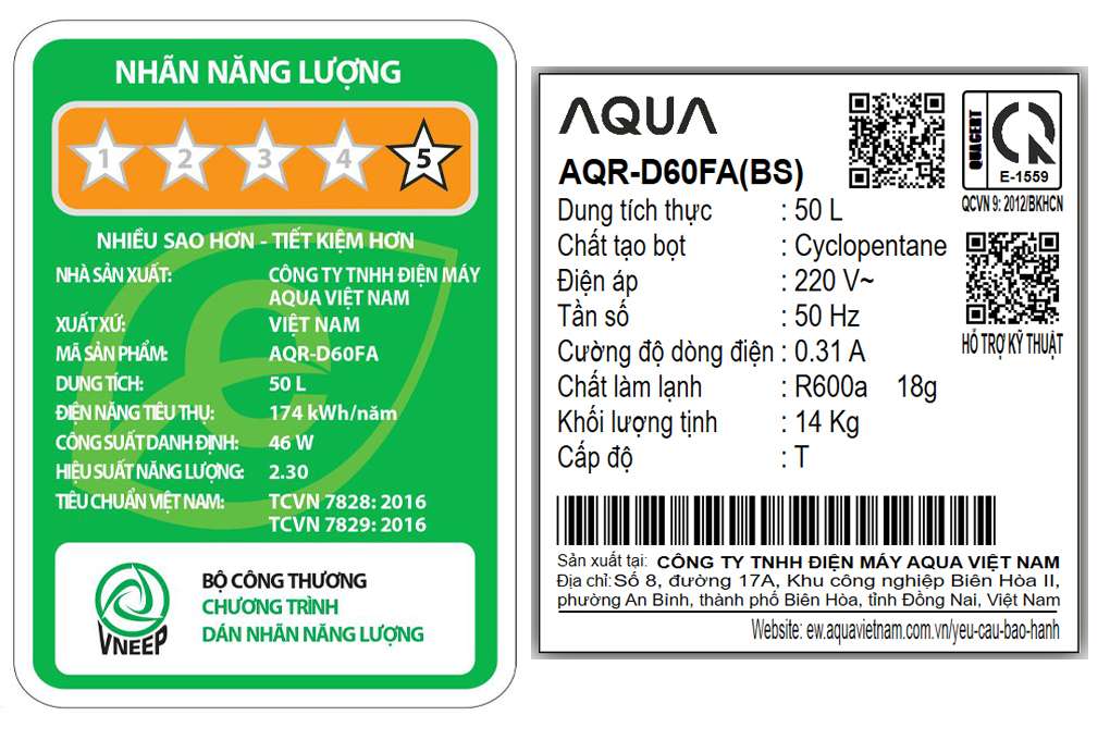 Tủ lạnh mini Aqua 50 lít AQR-D60FA(BS)