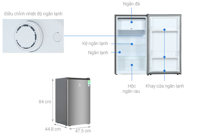 Tủ lạnh mini Electrolux 94 lít EUM0930AD-VN màu bạc