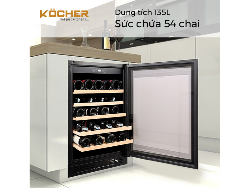 Tủ rượu vang Kocher KWEU-1156B 54 chai 135 lít