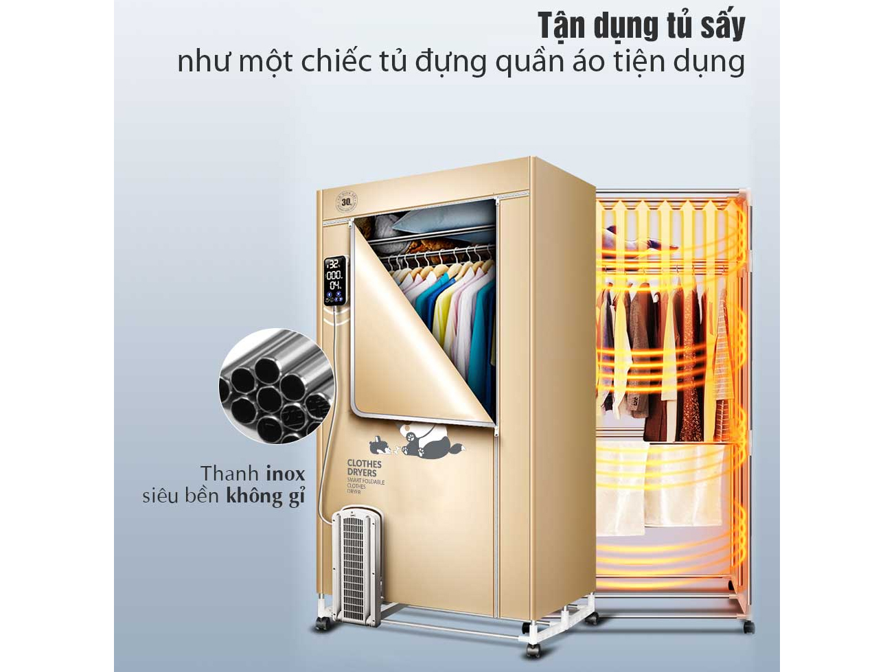 Tủ sấy quần áo Sowun SW 869S 30kg 1.600W