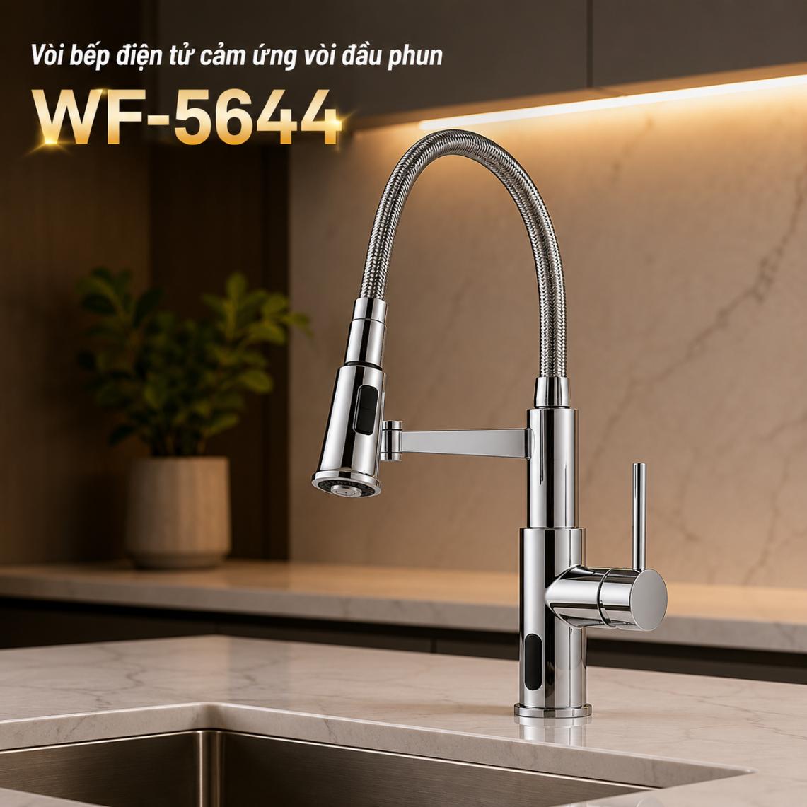 Vòi bếp dây rút cảm ứng với đầu phun WF-5644