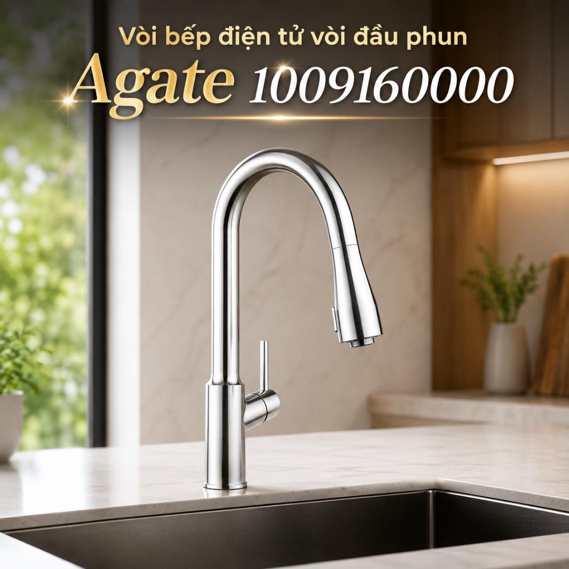 Vòi bếp dây rút với đầu phun Agate 1009160000