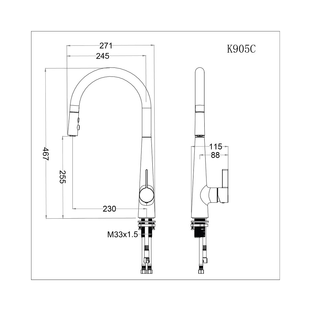 Vòi bếp nóng lạnh Caesar K905C chính hãng, bảo hành 24 tháng