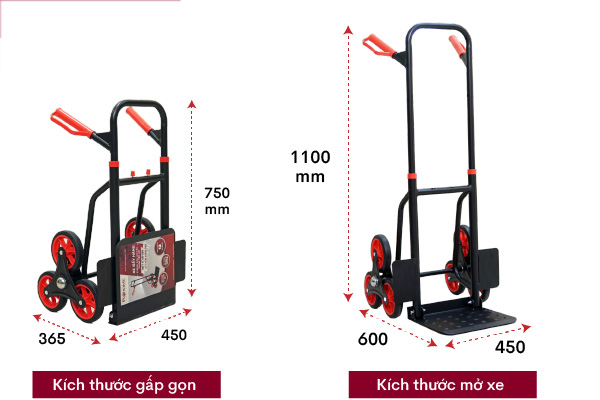 Xe kéo đẩy leo cầu thang 6 bánh rút gọn FujiHome CC-6150